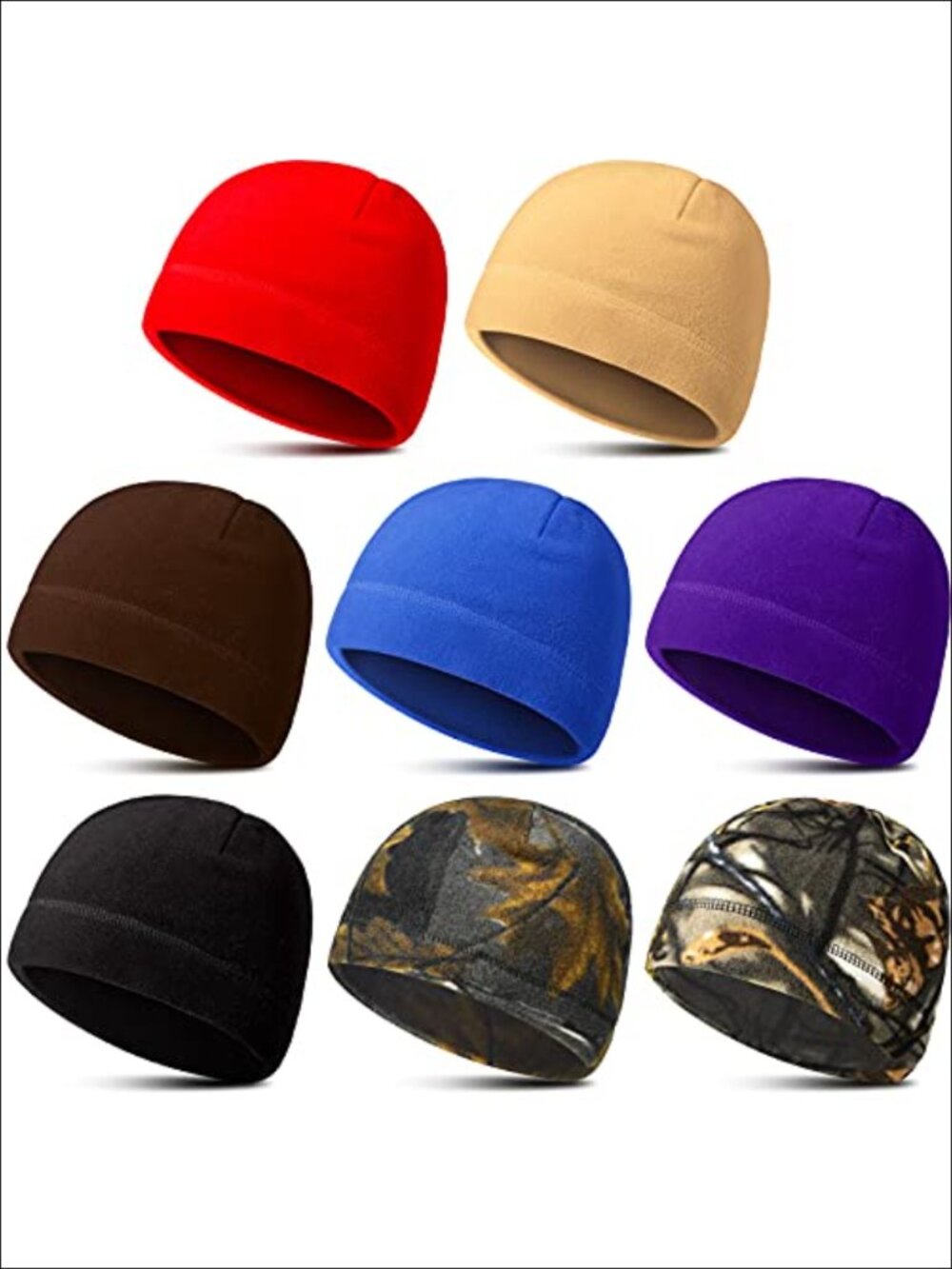 8 Pc Fleece Beanie Men Skull Winter Cap Tactical Warm